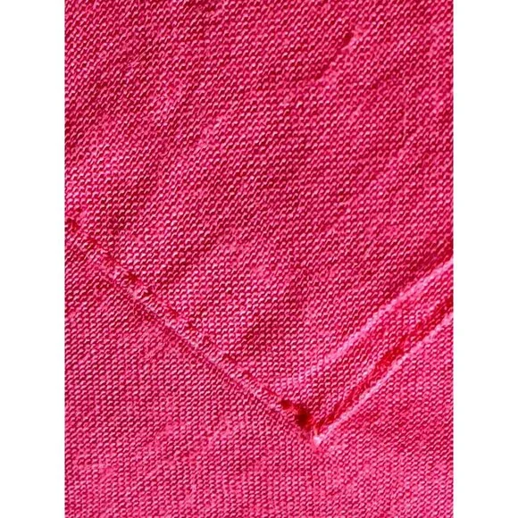 Vintage Pink Button-Up Linen Blend Shirt with Collared Neck & Chest Pockets - Picture 9 of 11